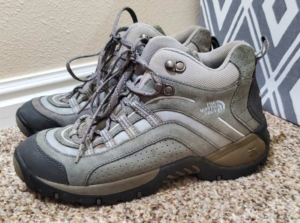 The North Face Women's Mid Hiking Boots Gray Trail Trekking Shoes Size 9.5